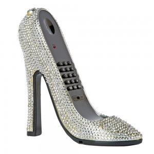 Vividbling Crystal High Heel Phone Silver and Gold